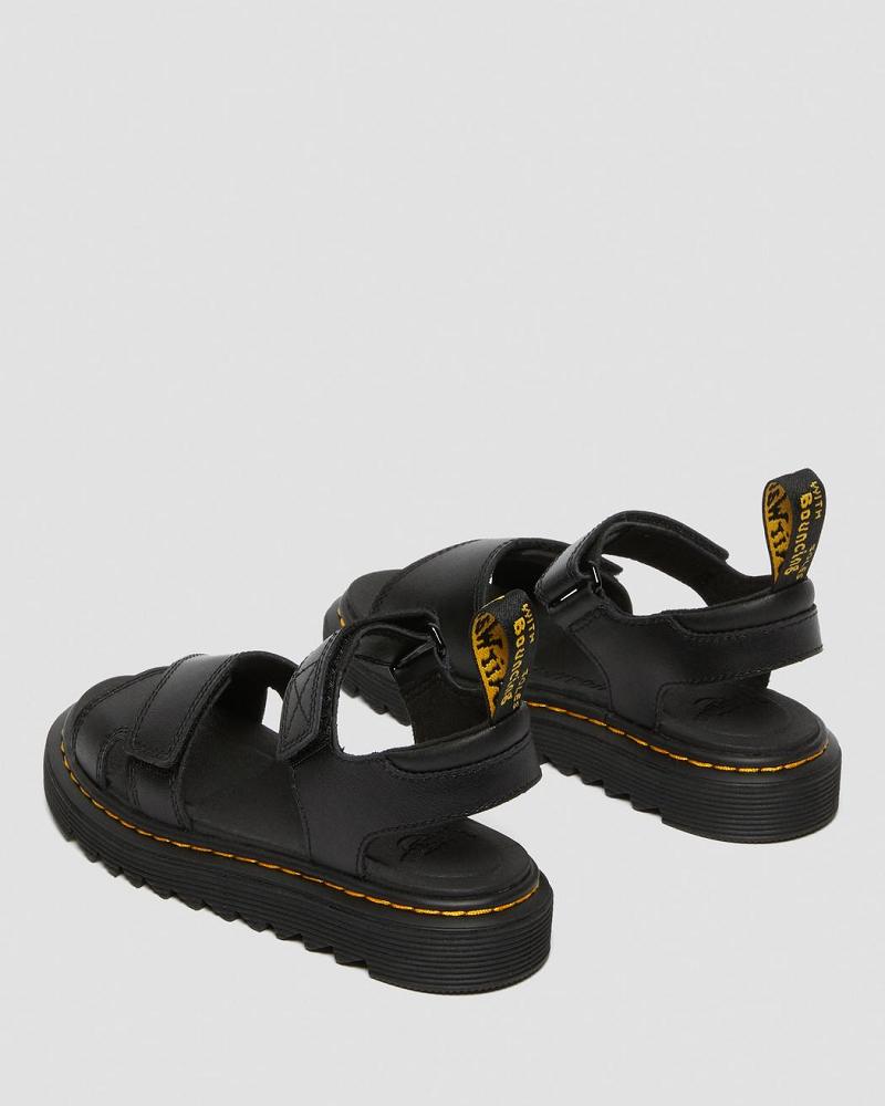 Kids' Dr Martens Junior Vossie Leather Sandals Black | AU 724JPQ